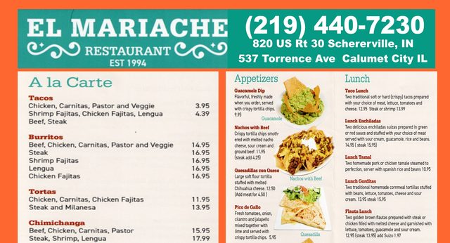 El Mariache menu