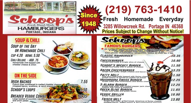 Schoop's menu